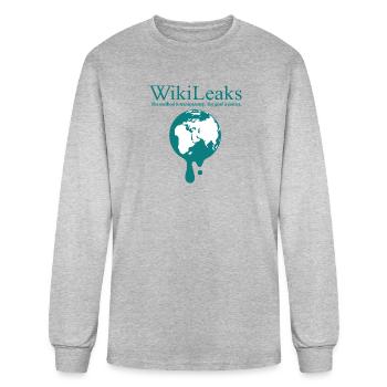 WikiLeaks Dripping Globe - Men's Long Sleeve T-Shirt - heather gray - Front