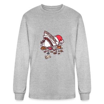 Jolly St Nick Shark - Men's Long Sleeve T-Shirt - heather gray - Front