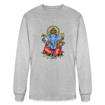 Spiritual Hindu God Ganesha Meditation Yoga - Men's Long Sleeve T-Shirt - heather gray - Front