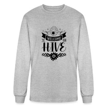 Bienvenue dans notre ruche - T-shirt à manches longues Homme - gris chiné - Devant