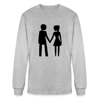 A person holding hands with another person. - Men's Long Sleeve T-Shirt - heather gray - Front