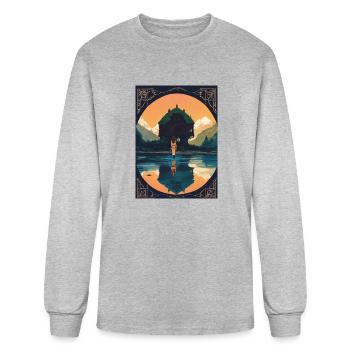 dark fantasy book cover paper art of a beau - Men's Long Sleeve T-Shirt - heather gray - Front