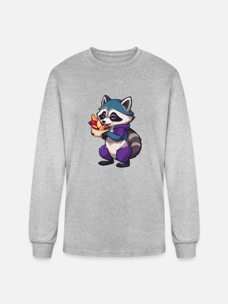 Raccoon Stealing Food - Men's Long Sleeve T-Shirt - heather gray