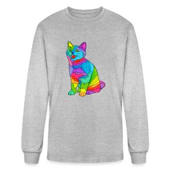 Cute Cat For Cat Lover - Men's Long Sleeve T-Shirt - heather gray - Front