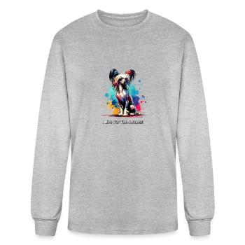 Chien chinois à crête - Je vis pour l’instant présent - T-shirt à manches longues Homme - gris chiné - Devant