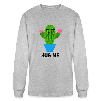 Hug Me Cute Cactus - Men's Long Sleeve T-Shirt - heather gray - Front