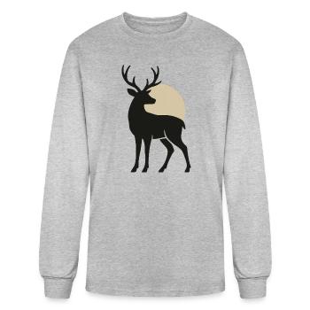 Moonlit Stag – Silent Elegance in the Wild - Men's Long Sleeve T-Shirt - heather gray - Front