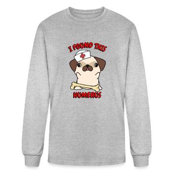 Funny Pug Tells A Lame Joke - Men's Long Sleeve T-Shirt - heather gray - Front