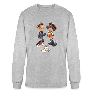 Cute Horse Heads - Men's Long Sleeve T-Shirt - heather gray - Front