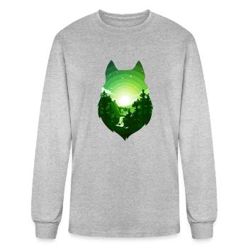 Wolf Forest - Men's Long Sleeve T-Shirt - heather gray - Front