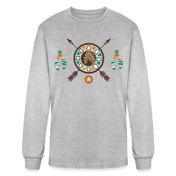 Native American 1 - Men's Long Sleeve T-Shirt - heather gray - Front