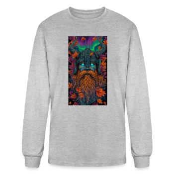 Camiseta Viking Barbudo Outono Aurora - Men's Long Sleeve T-Shirt - heather gray - Front