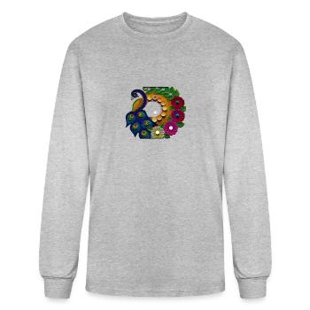 Colourful peacock - Men's Long Sleeve T-Shirt - heather gray - Front