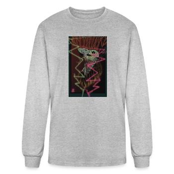 Neon Rift Dino - Men's Long Sleeve T-Shirt - heather gray - Front