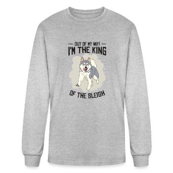 Husky Sledding King Of The Sleigh Sled Dog Racing - Men's Long Sleeve T-Shirt - heather gray - Front
