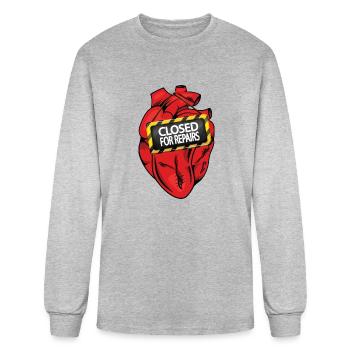 Funny Heart Closed For Repairs - Men's Long Sleeve T-Shirt - heather gray - Front
