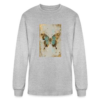 Turquoise Butterfly - Men's Long Sleeve T-Shirt - heather gray - Front
