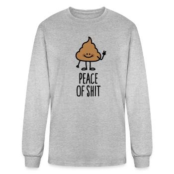 Peace of shit, Piece of shit pun cute turd doodle - Men's Long Sleeve T-Shirt - heather gray - Front