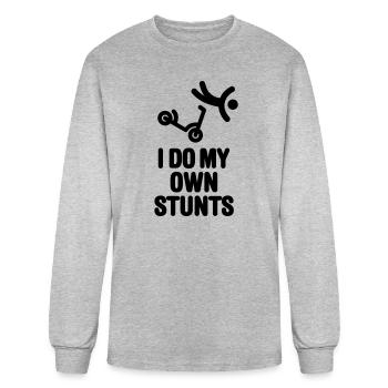 I do my own stunts, stunt scooter kick scooter - Men's Long Sleeve T-Shirt - heather gray - Front