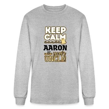 Keep calm cause Aaron is your uncle - Men's Long Sleeve T-Shirt - heather gray - Front