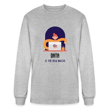 DATA IS THE NEW BACON - Men's Long Sleeve T-Shirt - heather gray - Front