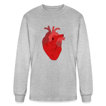 Realistic Red Heart - Men's Long Sleeve T-Shirt - heather gray - Front