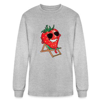 Playful Strawberry Sunbather Design - Men's Long Sleeve T-Shirt - heather gray - Front