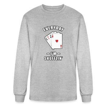 Everyday I m Shuffling Funny Poker Joke - Men's Long Sleeve T-Shirt - heather gray - Front