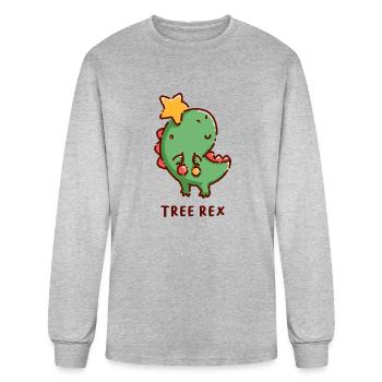 T Rex Is A Christmas Tree Rex - Men's Long Sleeve T-Shirt - heather gray - Front