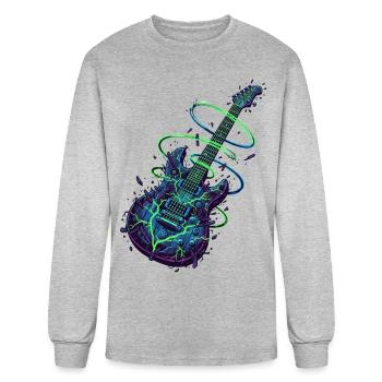 Neon Rift Guitar - Men's Long Sleeve T-Shirt - heather gray - Front