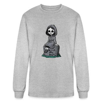 RIP My Diet Creepy Girl On Tombstone - Men's Long Sleeve T-Shirt - heather gray - Front