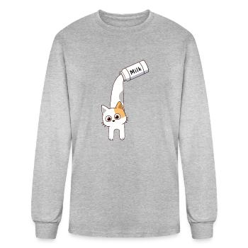milk cat - Men's Long Sleeve T-Shirt - heather gray - Front