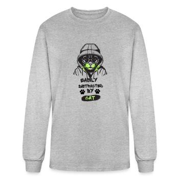 Easily distracted - Men's Long Sleeve T-Shirt - heather gray - Front