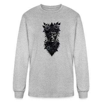 Midnight Skull with Rose Veil - Men's Long Sleeve T-Shirt - heather gray - Front