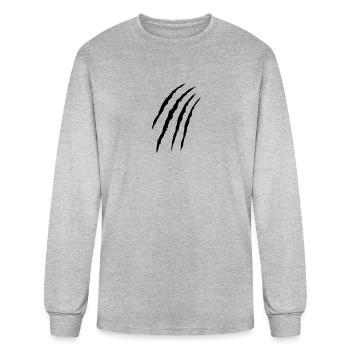 claw slash pawls torn tiger tracks - Men's Long Sleeve T-Shirt - heather gray - Front