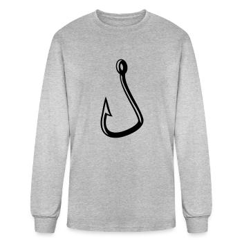 hameçon pêche pêcheur pêcheur pêcheur - T-shirt à manches longues Homme - gris chiné - Devant