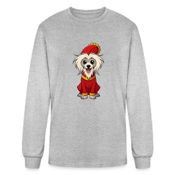 Chinois excentrique à crête dans une tenue ludique - T-shirt à manches longues Homme - gris chiné - Devant