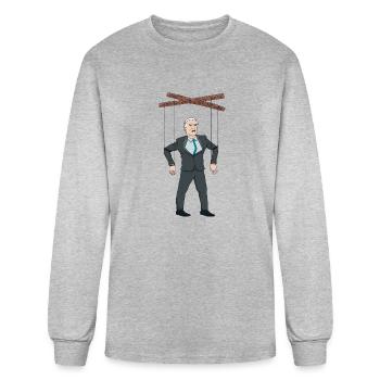 Confused Biden Puppet - Men's Long Sleeve T-Shirt - heather gray - Front