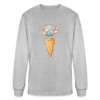 Ice Cream Cone Planet - Men's Long Sleeve T-Shirt - heather gray - Front