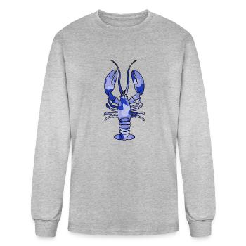 Lobster blue camo - Men's Long Sleeve T-Shirt - heather gray - Front