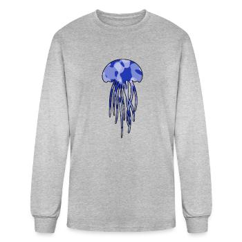 Jellyfish blue camo - Men's Long Sleeve T-Shirt - heather gray - Front