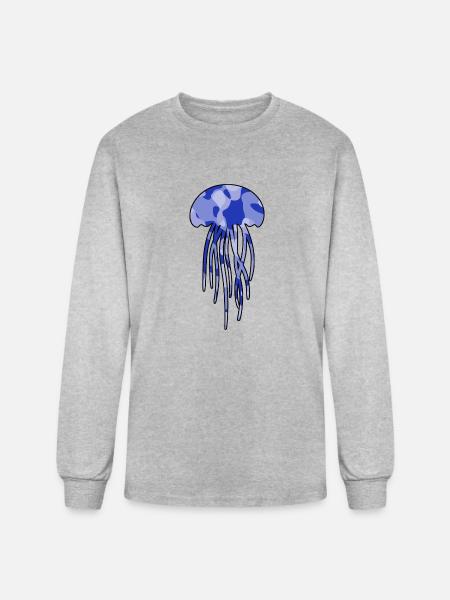 Jellyfish blue camo - Men's Long Sleeve T-Shirt - heather gray