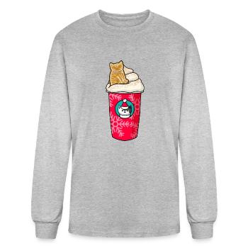 Ginger Bread Latte Cat - Men's Long Sleeve T-Shirt - heather gray - Front