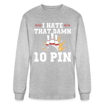 Damn 10 Pin Bowling Frustration Tee - Men's Long Sleeve T-Shirt - heather gray - Front