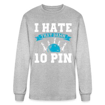 Damn 10 Pin Bowling Frustration Tee - Men's Long Sleeve T-Shirt - heather gray - Front