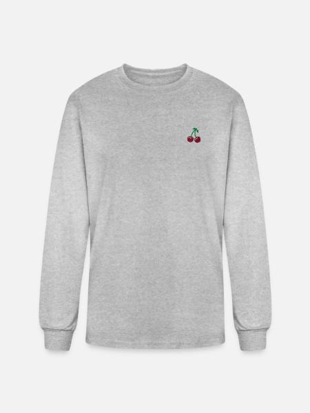 Cherries embroidered - Men's Long Sleeve T-Shirt - heather gray
