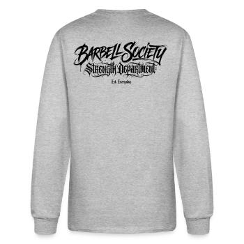 Barbell Society Strength Department T-shirt - Men's Long Sleeve T-Shirt - heather gray - Back
