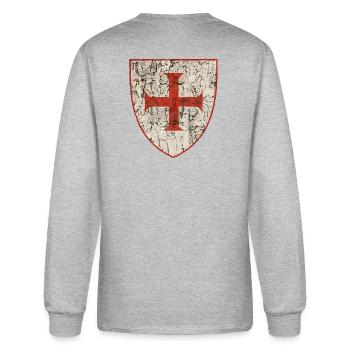 Templar Cross, Old - Men's Long Sleeve T-Shirt - heather gray - Back