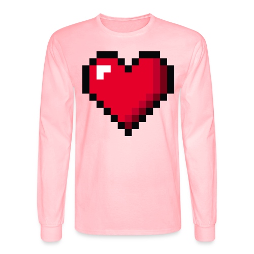 Pixel 8 bit Happy Valentine s Day Heart for Gamers - Men's Long Sleeve T-Shirt