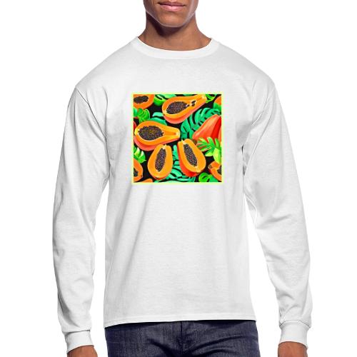 Papaya and Leaves Fresh Pattern - Men's Long Sleeve T-Shirt